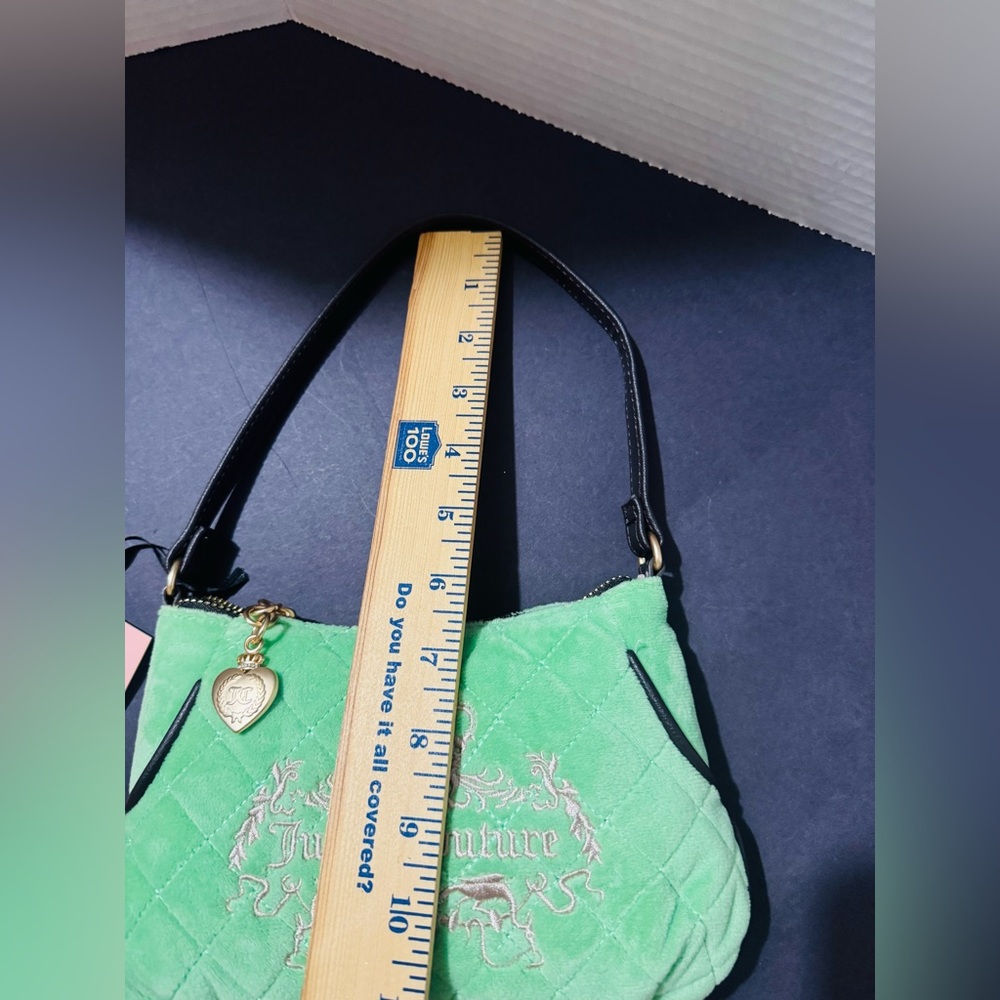 Juicy Couture tale retro Green Quilted mini Shoulder Bag with Gold Charm BNWT - Picture 7 of 9